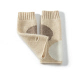 Women's Cashmere Fingerless Gloves Color Block Knit Long Arm Warmers