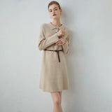 Women's Cashmere Wool Blend knit Polo Sweater Dress