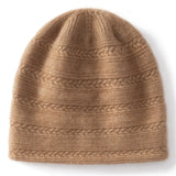 100% Cashmere Cable Knit Beanie Hat Soft Warm Winter Cap