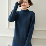 Women’s Mock Neck Cashmere Wool Pullover Textured Knit Sweater