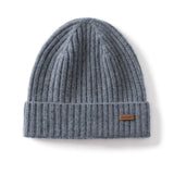 100% Cashmere Ribbed Beanie Hat Soft Knit Winter Cuffed Skull Cap