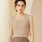 Women’s U-Neck Cashmere Wool Knit Tank Top
