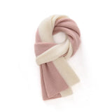 100% Cashmere Color Block Ribbed Knit Soft Winter Scarf for Women & Men
