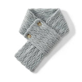 100% Cashmere Cable Knit Neck Warmer Button Scarf Collar Wrap for Women