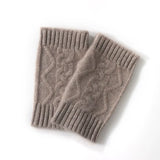 100% Cashmere Cable Knit Pattern Fingerless Gloves Knit Wrist Warmers