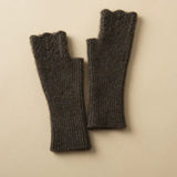 100% Cashmere Fingerless Gloves Soft Cable Knit Arm Warmers with Thumb Opening