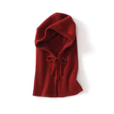 Cashmere Knit Balaclava Hood Scarf Ribbed Neck Warmer