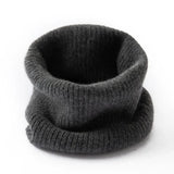 100% Cashmere Ribbed Neck Warmer Knit Snood Scarf with Cozy Folded Collar