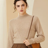 Women’s Mock Neck Cashmere Wool Knit Long Sleeves Sweater
