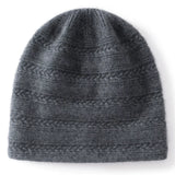 100% Cashmere Cable Knit Beanie Hat Soft Warm Winter Cap