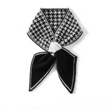 100% Cashmere Houndstooth Knit Scarf for Women Soft Winter Neck Wrap