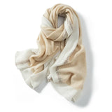 100% Cashmere Color Block Scarf Contrast Color Embroidered Winter Wrap