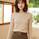Women's 100% Cashmere Mock Neck Pointelle Knit Sweater