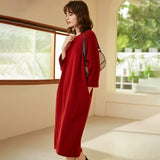 Women's 100% Cashmere Crew Neck Midi Sweater Dress
