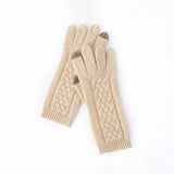 Women's Cashmere Cable Knit Touchscreen Gloves Warm Winter Soft Gloves