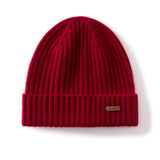 100% Cashmere Ribbed Beanie Hat Soft Knit Winter Cuffed Skull Cap