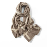 100% Cashmere Color Block Scarf Soft Warm Winter Wrap for Women