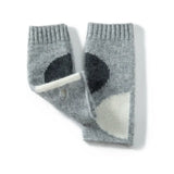 Women's Cashmere Fingerless Gloves Color Block Knit Long Arm Warmers