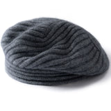 100% Cashmere Pleated Beret Hat Soft Knit Painter Cap