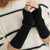 100% Cashmere Arm Warmers Long Fingerless Gloves Soft Knit Wrist Warmers
