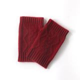 100% Cashmere Cable Knit Pattern Fingerless Gloves Knit Wrist Warmers