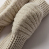 100% Cashmere Knee Warmers Soft Ribbed Knit Leg Warmers with Stretch Design