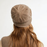 100% Cashmere Slouchy Beret Hat Soft Knit Oversized Beanie for Women