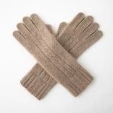 100% Cashmere Cable Knit Gloves Warm Winter Gloves for Women