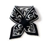 100% Cashmere Bow Scarf Knit Neck Warmer with Patterned Design
