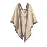 100% Cashmere Color Block Cape Scarf Soft Knitted Wrap Shawl for Women