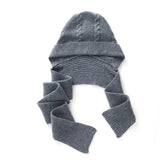 100% Cashmere Knit Hat Scarf Set Earflap Beanie with Long Scarf Ties