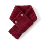 100% Cashmere Cable Knit Neck Warmer Button Scarf Collar Wrap for Women