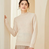 Women’s Mock Neck Cashmere Wool Knit Long Sleeves Sweater