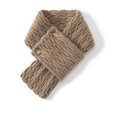 100% Cashmere Cable Knit Neck Warmer Button Scarf Collar Wrap for Women