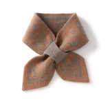 100% Cashmere Bow Scarf Knit Neck Warmer with Patterned Design
