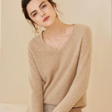 Women's Cashmere Soft Lightweight Knit Pullover V Neck Sweater