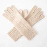 100% Cashmere Cable Knit Gloves Warm Winter Gloves for Women