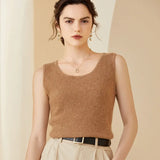 Women’s U-Neck Cashmere Wool Knit Tank Top