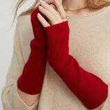 100% Cashmere Arm Warmers Long Fingerless Gloves Soft Knit Wrist Warmers