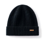 100% Cashmere Ribbed Beanie Hat Soft Knit Winter Cuffed Skull Cap
