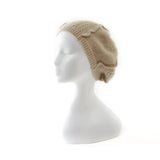 100% Cashmere Cable Knit Beret Hat Soft French Style for Women