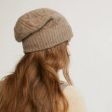 100% Cashmere Slouchy Beret Hat Soft Knit Oversized Beanie for Women
