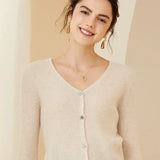 Women’s Cashmere Wool V-Neck Ribbed  Slim Fit Button Sweater Cardigan