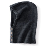 100% Cashmere Hooded Neck Warmer Balaclava with Buttons