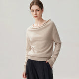 Women's 100% Cashmere Draped Boat Neck Sweater