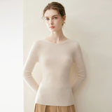 100% Pure Cashmere Crew Neck Slim Fit Knit Pullover Sweater