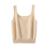 Women's 100% Cashmere Tank Top Scoop Neck Sleeveless Knit Camisole