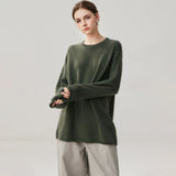 Women's 100% Cashmere Oversized Relaxed Fit Wide Crew Neck Sweater