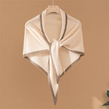 Women's Cashmere Triangle Shawl Contrast Trim Knit Wrap Scarf